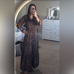 Anthropology boemo Multicolor Paisley Long Sleeve Dress